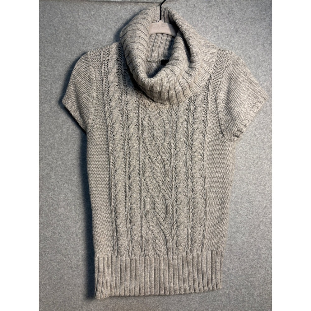 Willi Smith Cable Knit Turtleneck Sweater Medium Angora Rabbit Hair Blend Gray